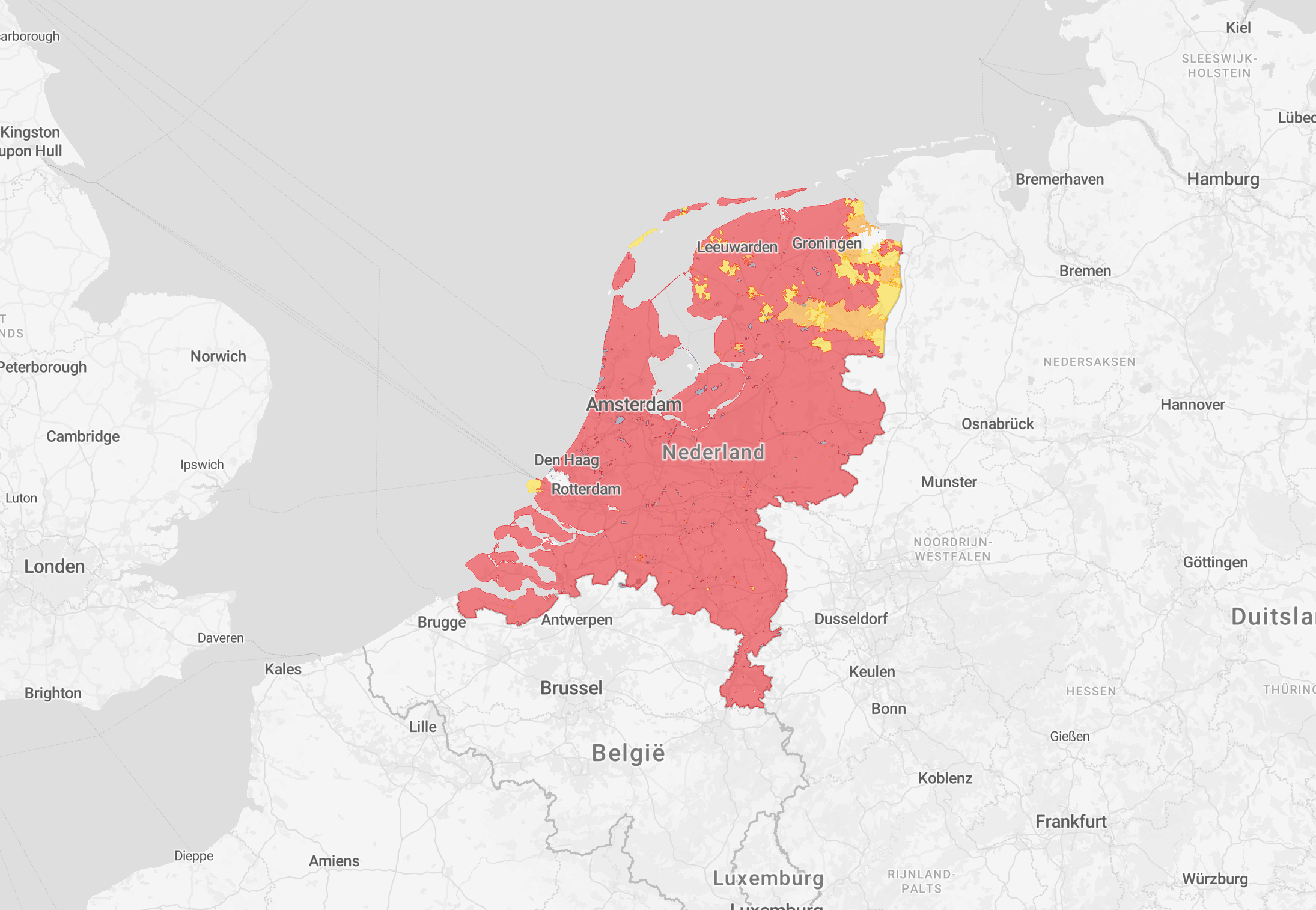 Capaciteitskaart elektriciteitsnetwerk nederland